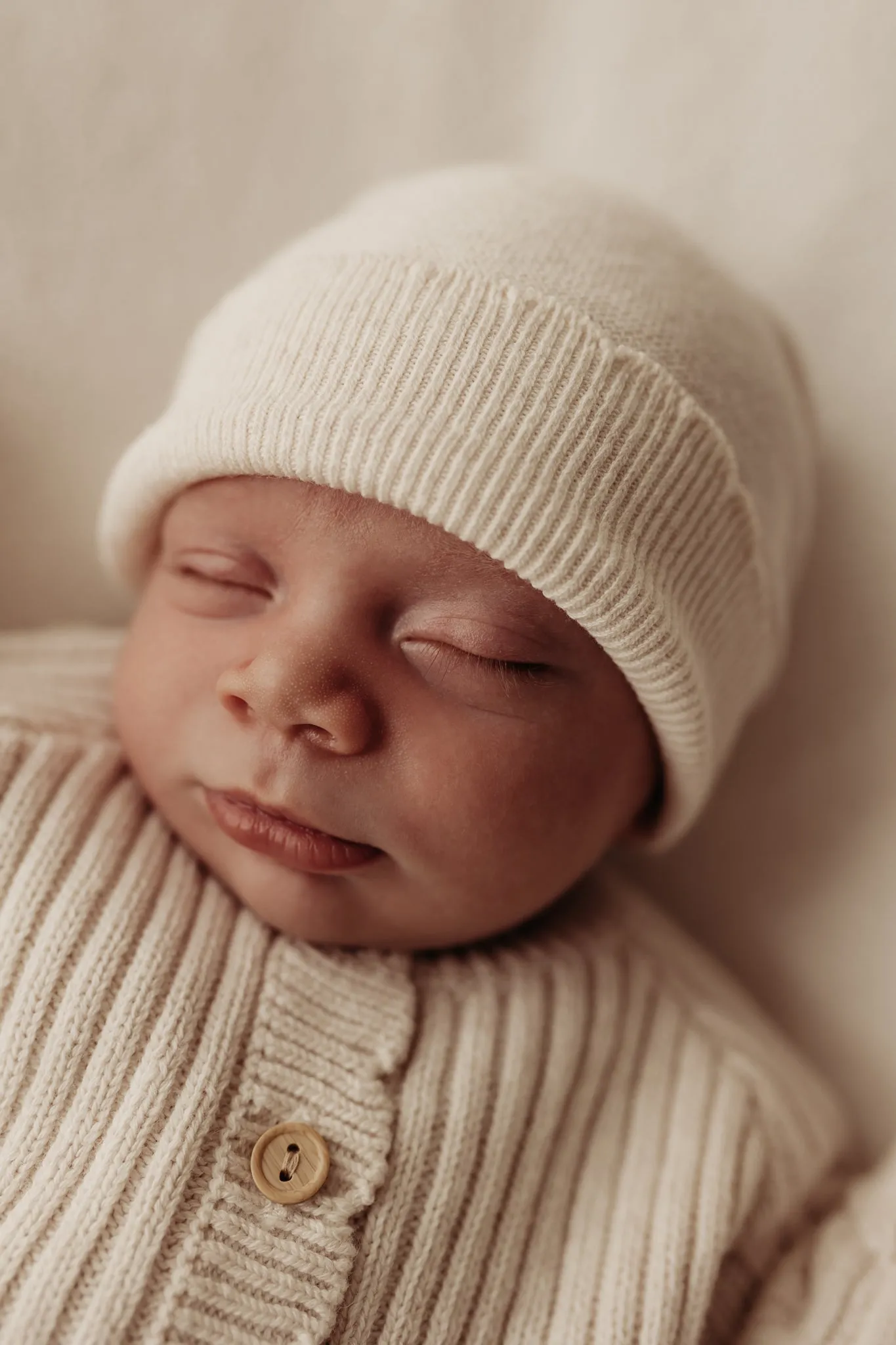 Organic Cotton Fine Knit Newborn Hat - Oat