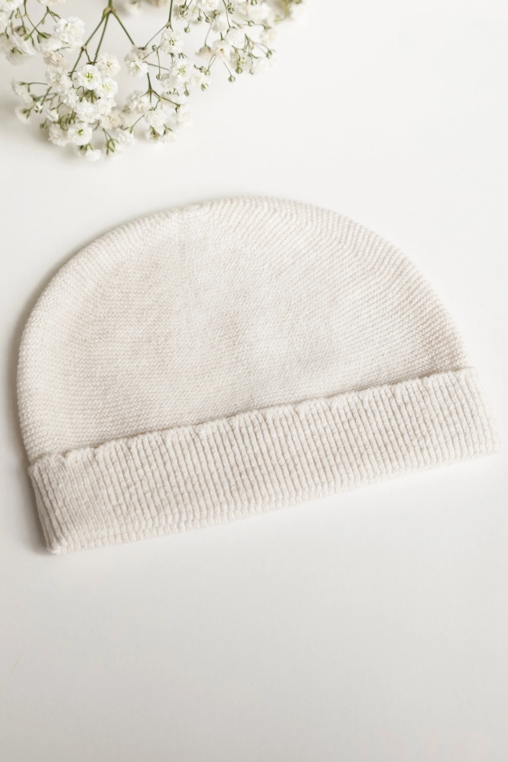 Organic Cotton Fine Knit Newborn Hat - Oat