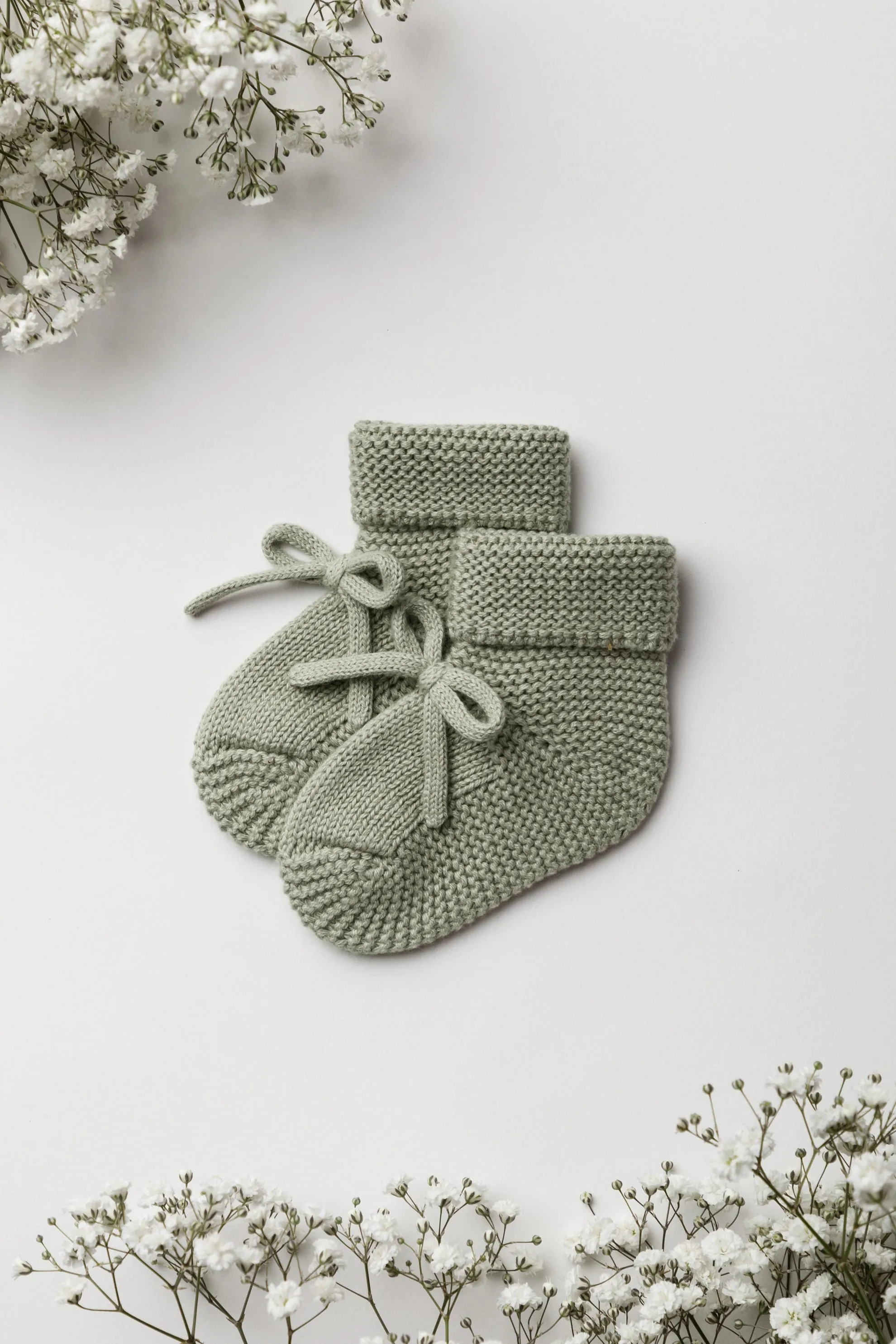 Organic Cotton Newborn Booties - Sage