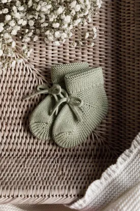 Organic Cotton Newborn Booties - Sage