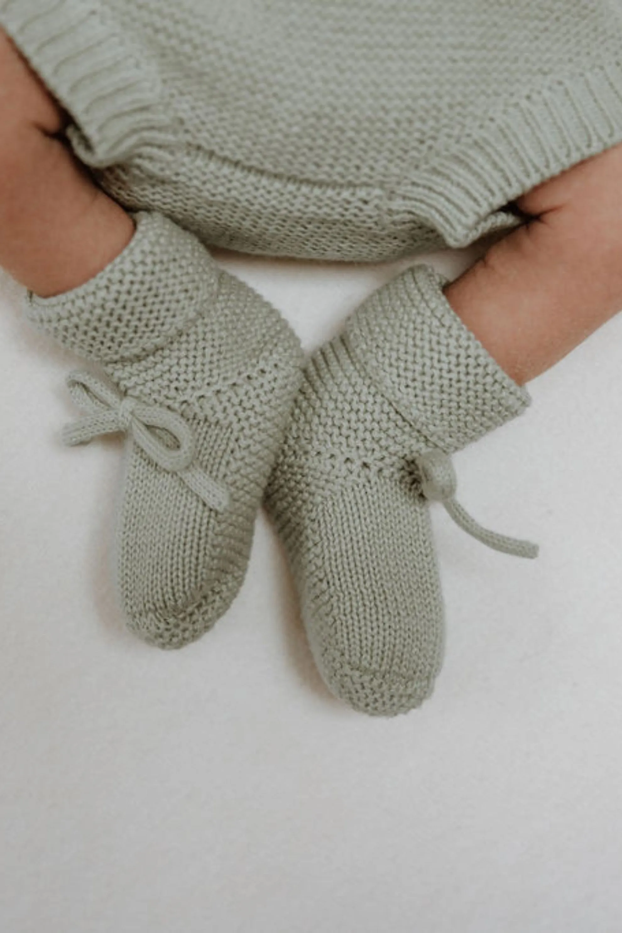 Organic Cotton Newborn Booties - Sage