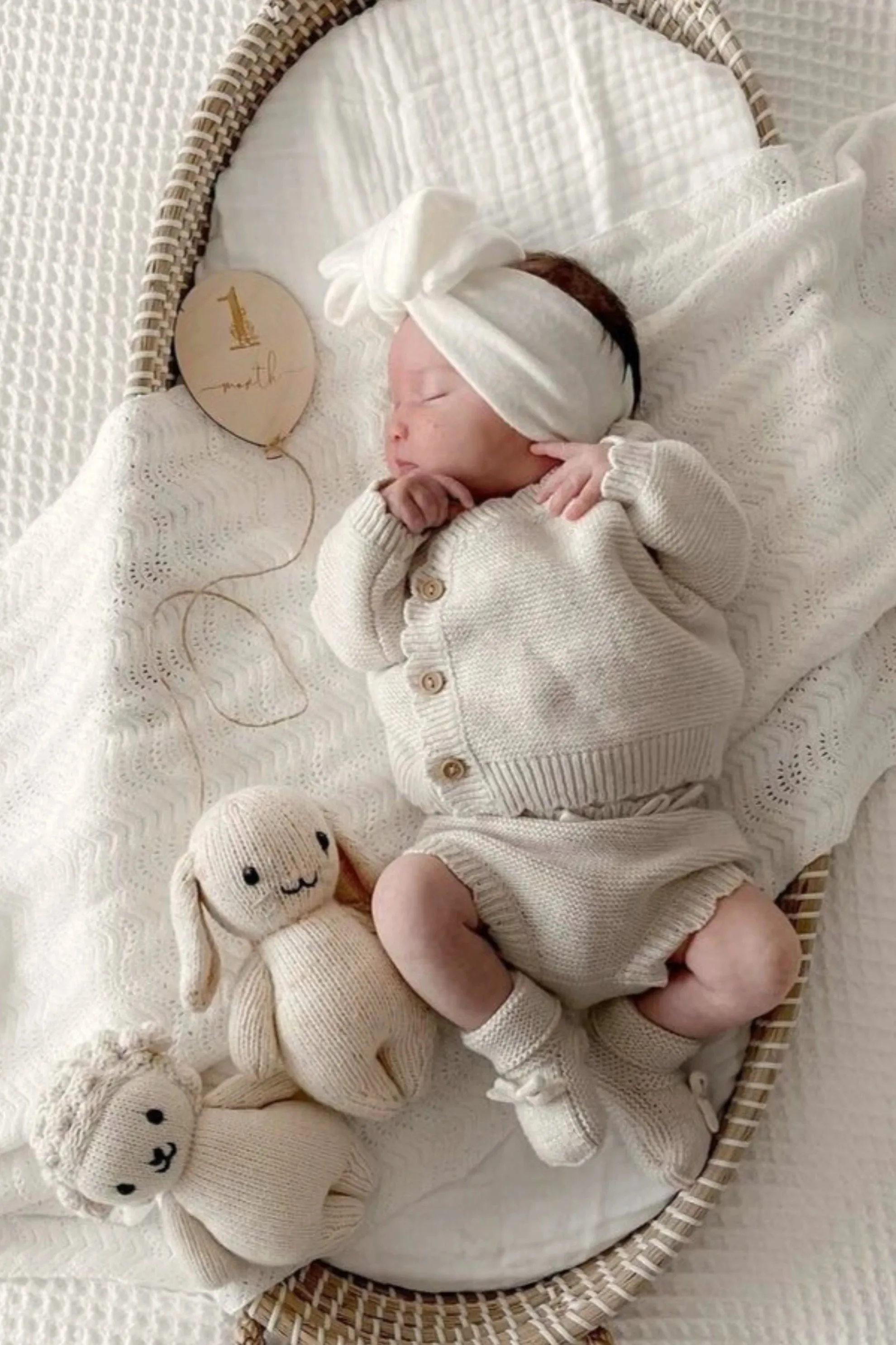 Organic Cotton Scallop Wrap Baby Cardigan - Oat