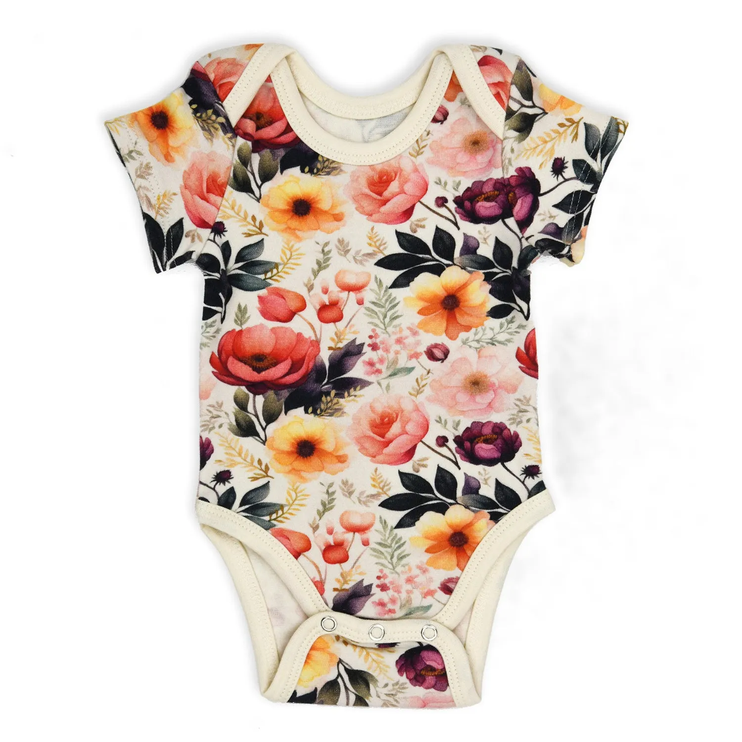 Organic Cotton Short Sleeve Baby Bodysuit, Cassia