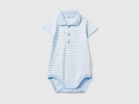 Polo bodysuit in stretch cotton