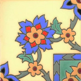 Prima Mexican Tile - Cadena De Flores Corner Inside Border