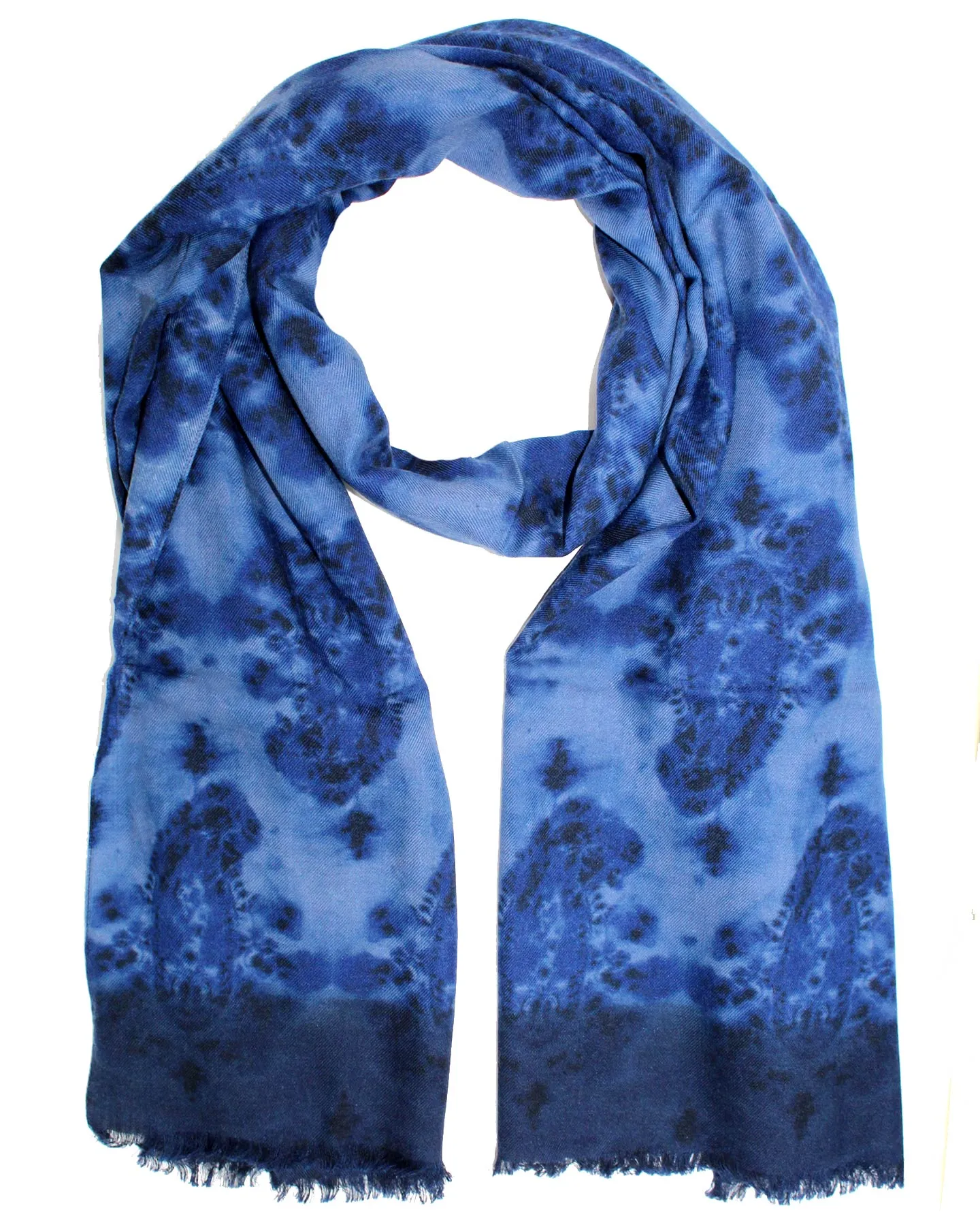 Sartorio Scarf Blue Paisley - Luxury Wool Silk Shawl