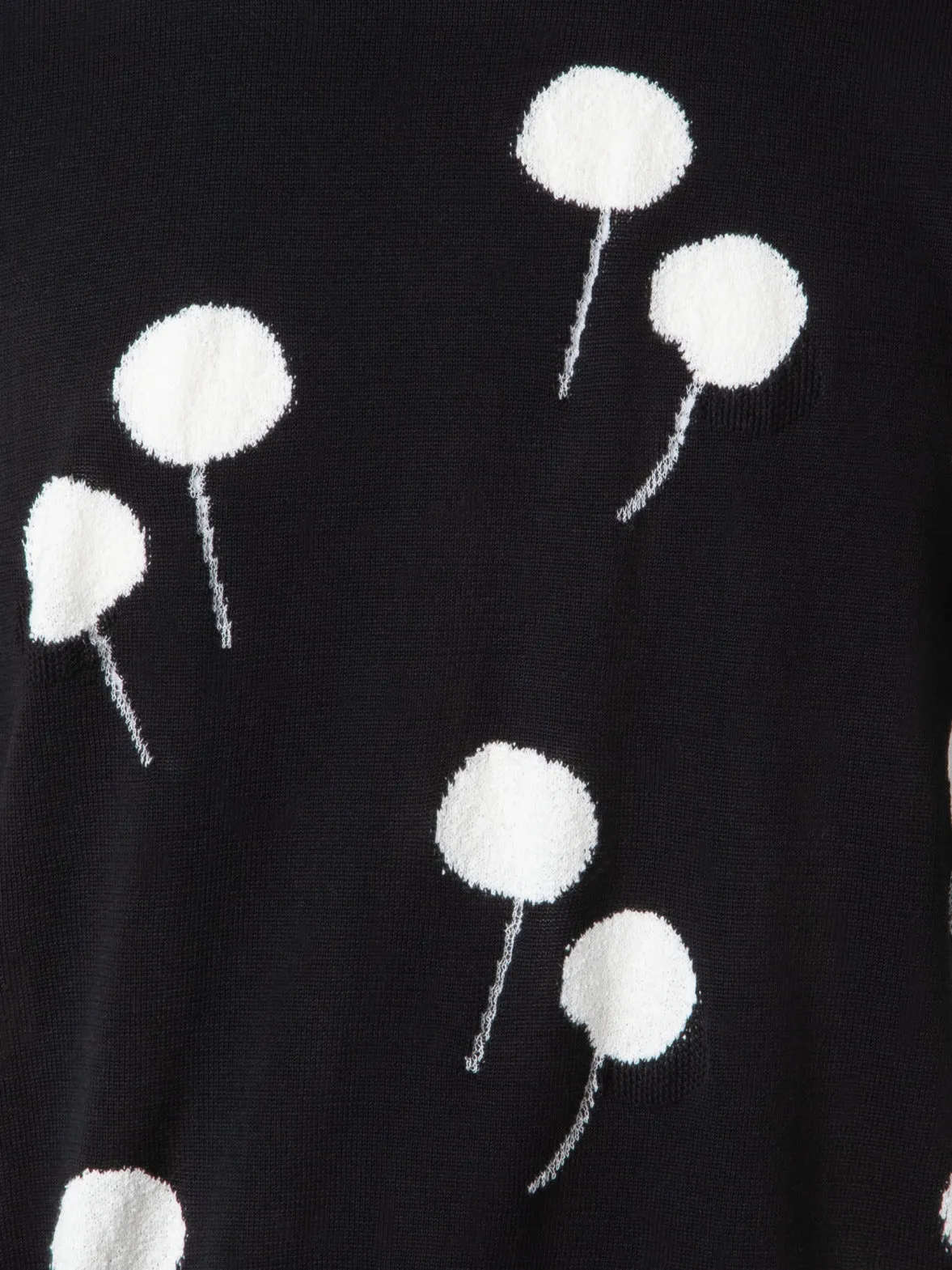 Short Sleeve Sweater in Cotton with Dandelion Intarsia