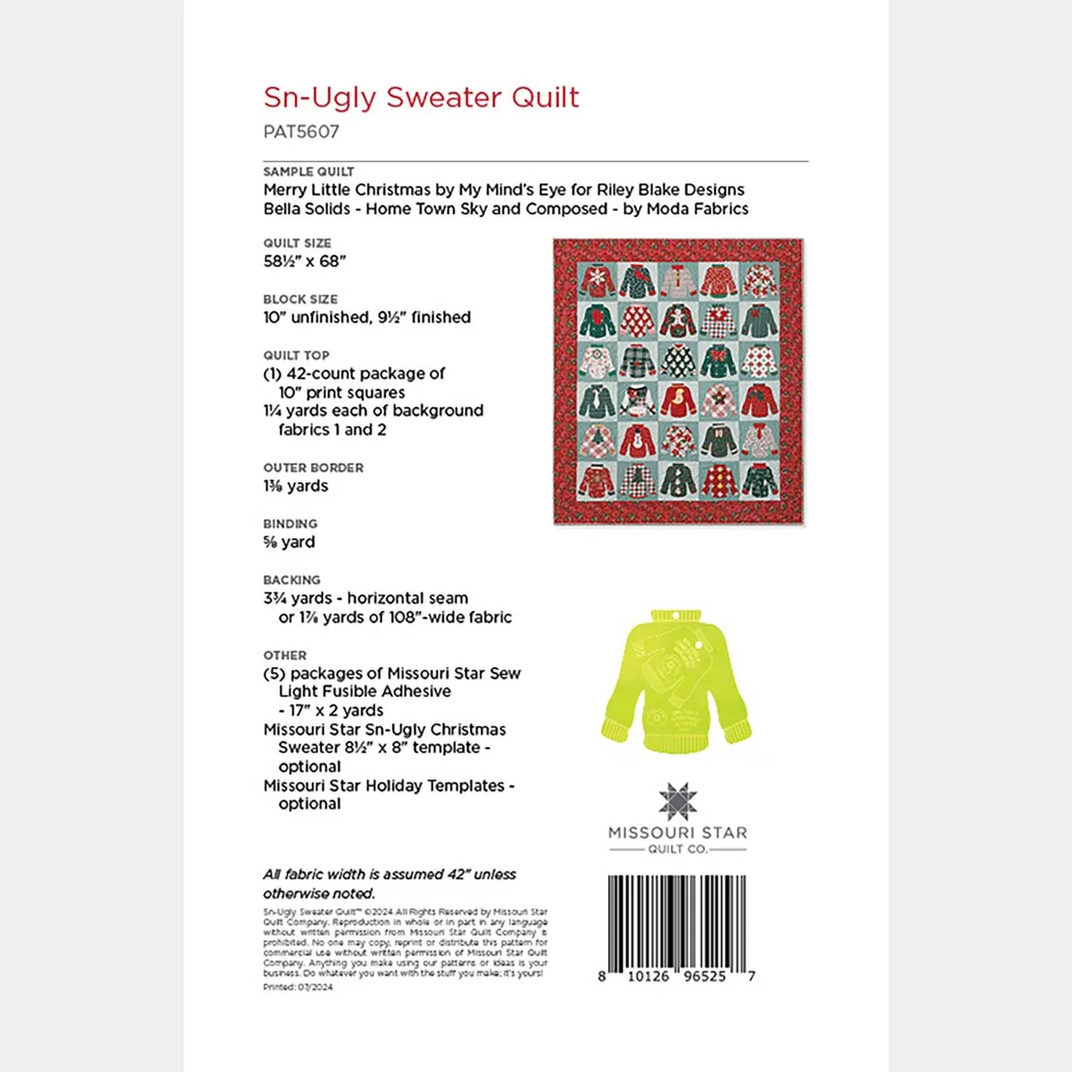 Sn-Ugly Sweater Pattern by Missouri Star