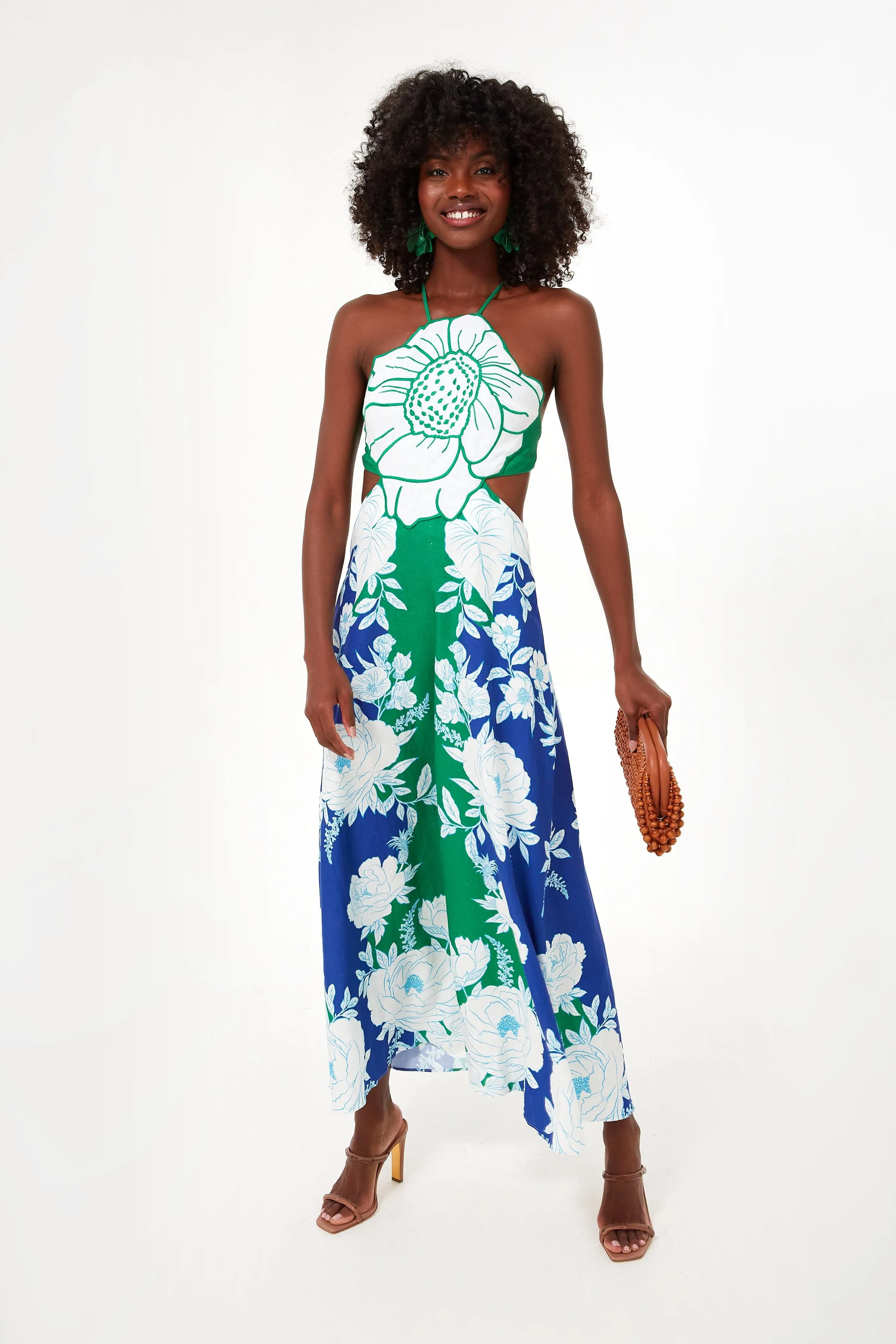 Soft Garden Blue Flower Maxi Dress