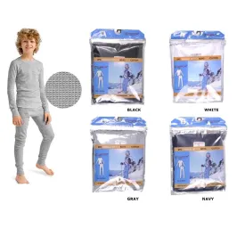 Therma Tek Boys Thermal Underwear Cotton Waffle Long Johns 2pc Top & Bottom Set