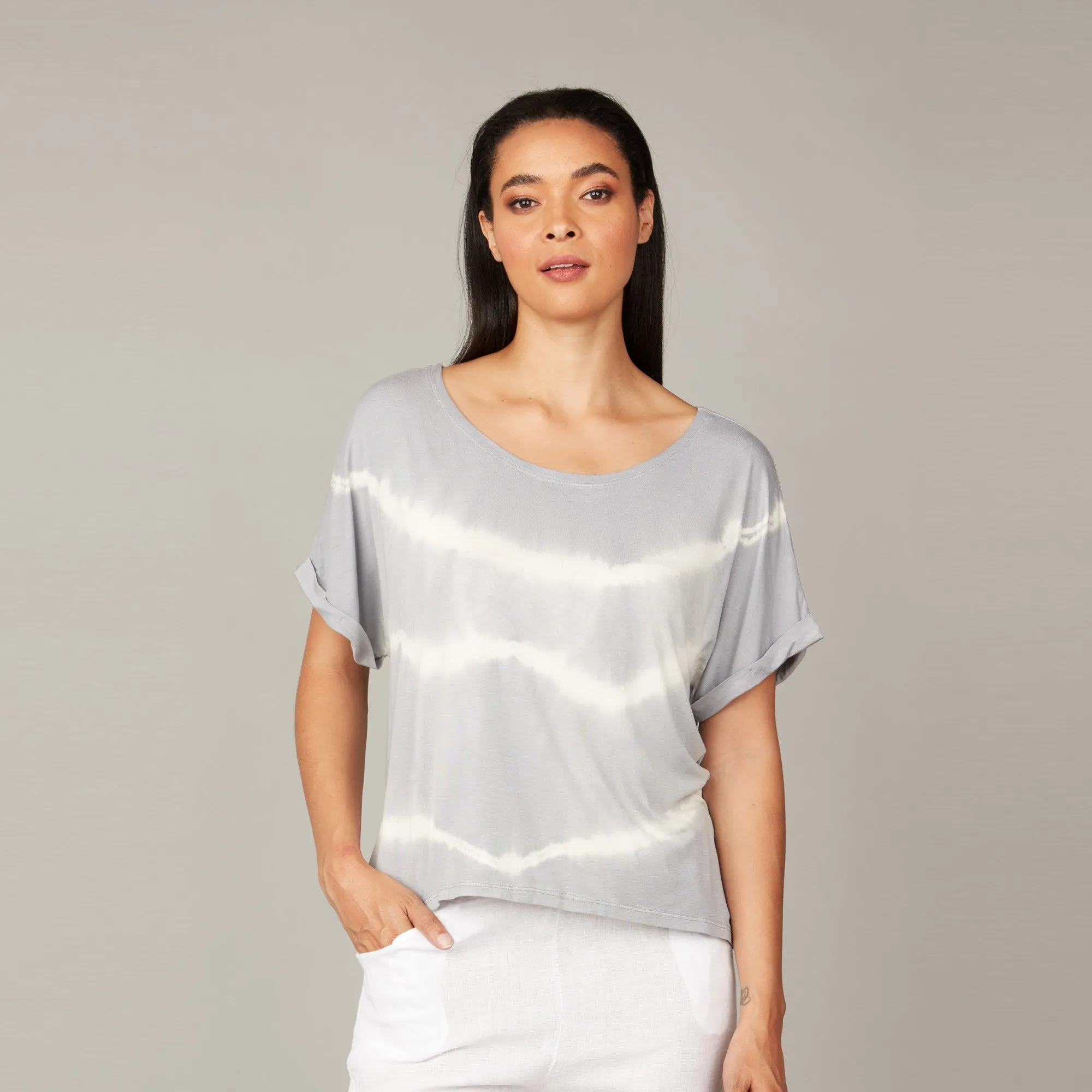 Tie Dye Viscose Tee (Grey)