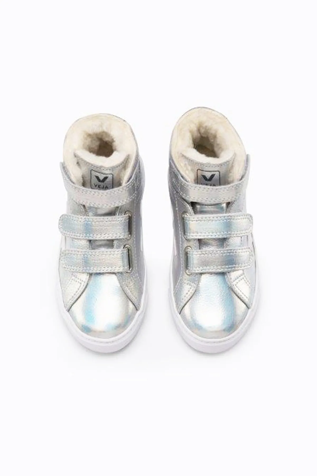 Veja Esplar Shearling High Top Kids Shoes - Silver