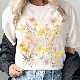 Vintage spring floral wildflowers shirt