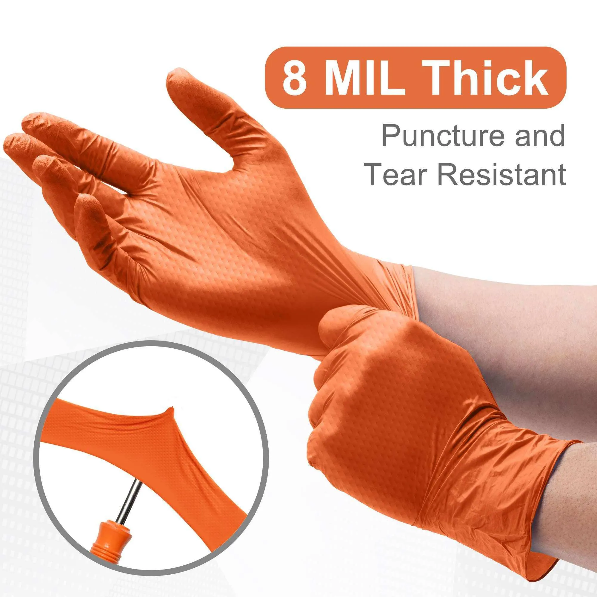 WeCare Diamond Textured 8 Mil Nitrile Gloves - Orange