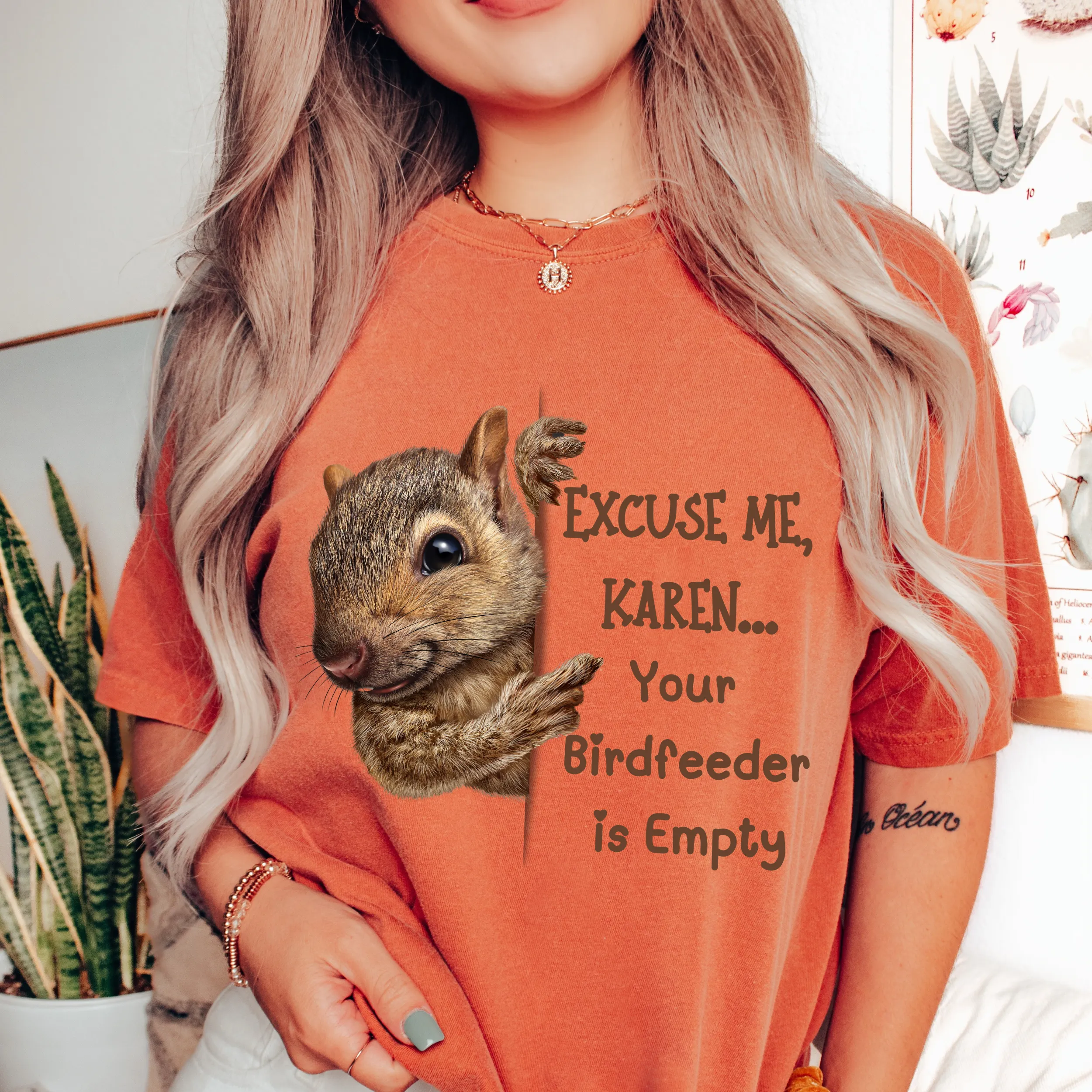 Women's Funny Karen Crewneck Comfort Colors T-Shirt Unisex Funny Squirrel Gift Cute Graphic Personalized Gift for Her