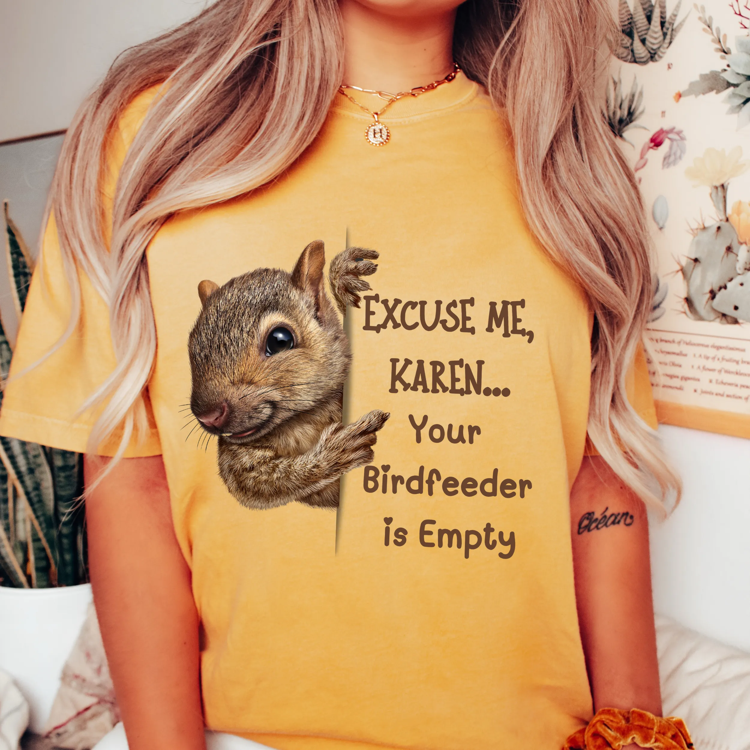 Women's Funny Karen Crewneck Comfort Colors T-Shirt Unisex Funny Squirrel Gift Cute Graphic Personalized Gift for Her