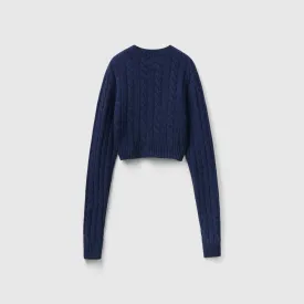 Wool Blend Hair Knit Crop Sweater